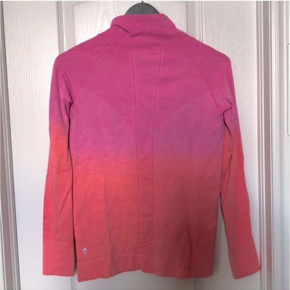 Ivivva by lululemon Fly Knit mock neck long sleeve T-shirt pink ombre youth 14 - Picture 2 of 5